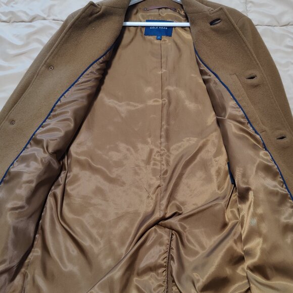 Cole Haan Men's Cashmere Blend Classic Wool Coat With Shirt Collar - Picture 4 of 8